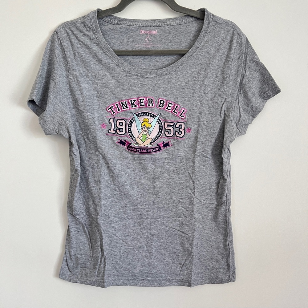 Disneyland Resort Tinker Bell Graphic Tee 1953 Gray Short Sleeve Girls Size L
